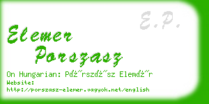 elemer porszasz business card